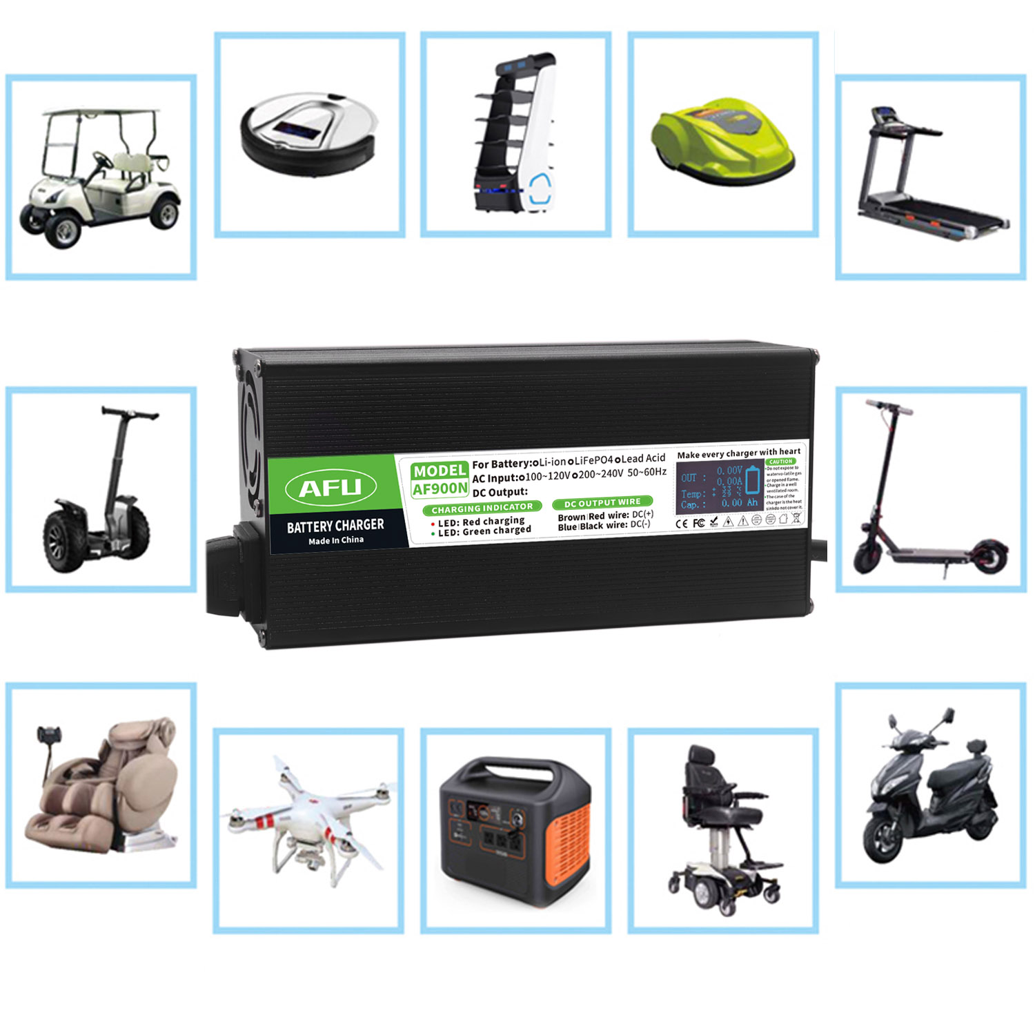 84V 20A Smart Charger - 58.4V 15A LiFePO4 バッテリー充電器 OLED ディスプレイ付きスマート充電器